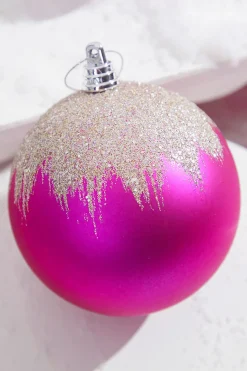 4" Fuchsia Frost Ball Ornament