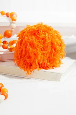 4" Furry Orange Fabric Ball Ornament