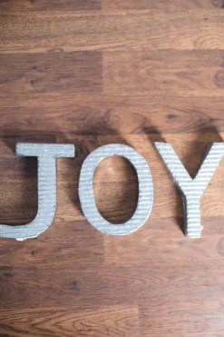 8" Galvanized Metal "Joy" Decor