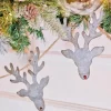 Galvanized Metal Reindeer Banner