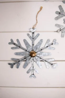 8” Galvanized Metal Snowflake Ornament