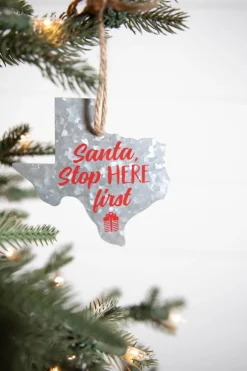 4” Galvanized Metal Texas Ornament
