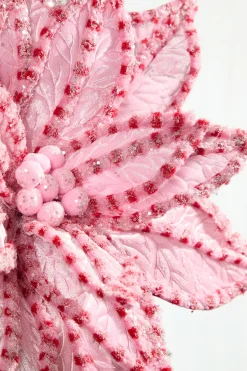 30" Giant Candy Snow Glitter Poinsettia Stem - Pink/Red
