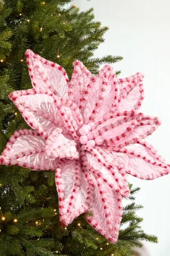 30" Giant Candy Snow Glitter Poinsettia Stem - Pink/Red