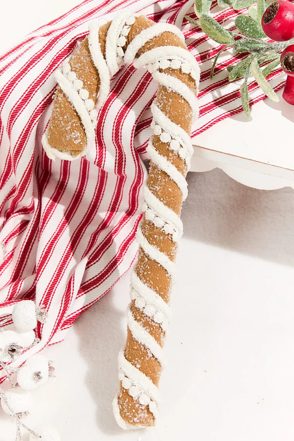 12" Gingerbread Candy Cane Ornament