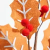 28” Gingerbread Leaf Spray with Red Berries