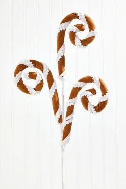 28" Gingerbread Stripe Spiral Curly Spray