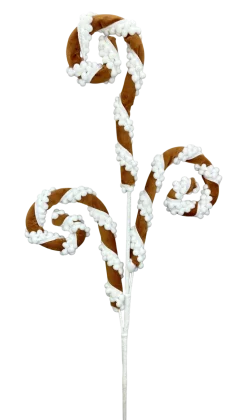 28" Gingerbread Stripe Spiral Curly Spray