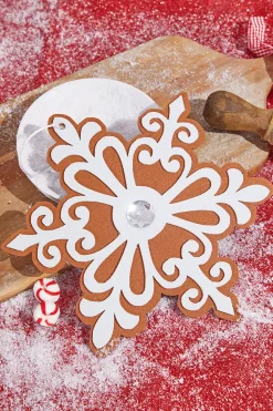 9” Gingerbread White Snowflake Ornament