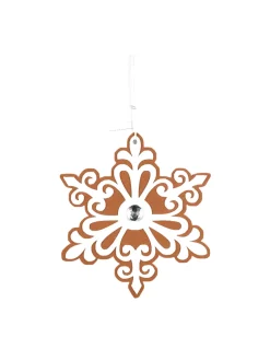 9” Gingerbread White Snowflake Ornament