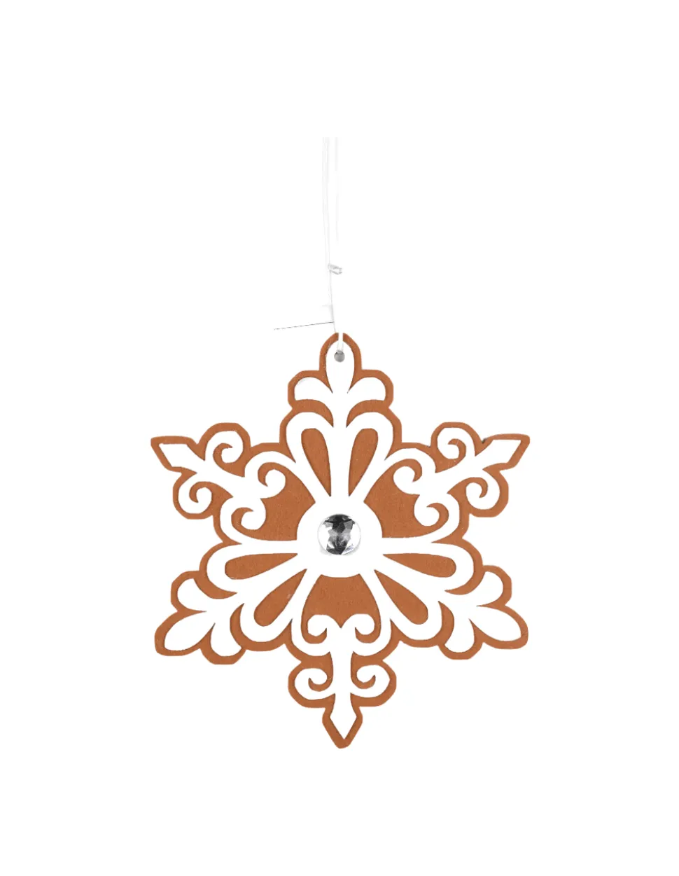 9” Gingerbread White Snowflake Ornament