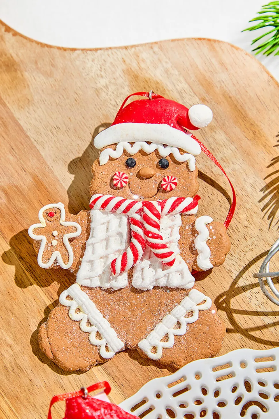 5" Gingerbread with Santa Hat Ornament