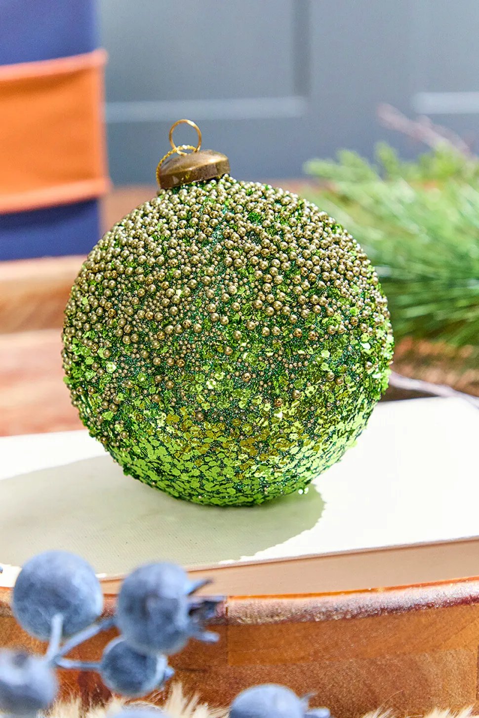 4" Glass Ball Ornament - Green