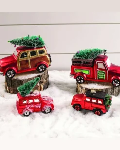 Glass Car with Tree/ Wreath Christmas Ornament
