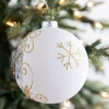 5” Glass Deer with Holly Scroll Ball Ornament