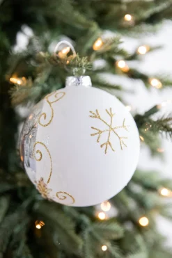 5” Glass Deer with Holly Scroll Ball Ornament