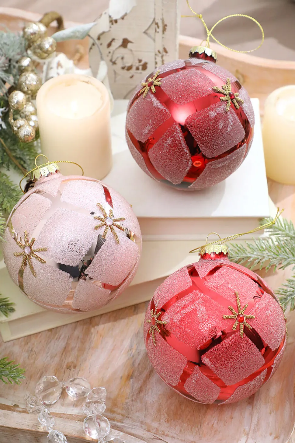 4” Glass Diamond Ball Ornament