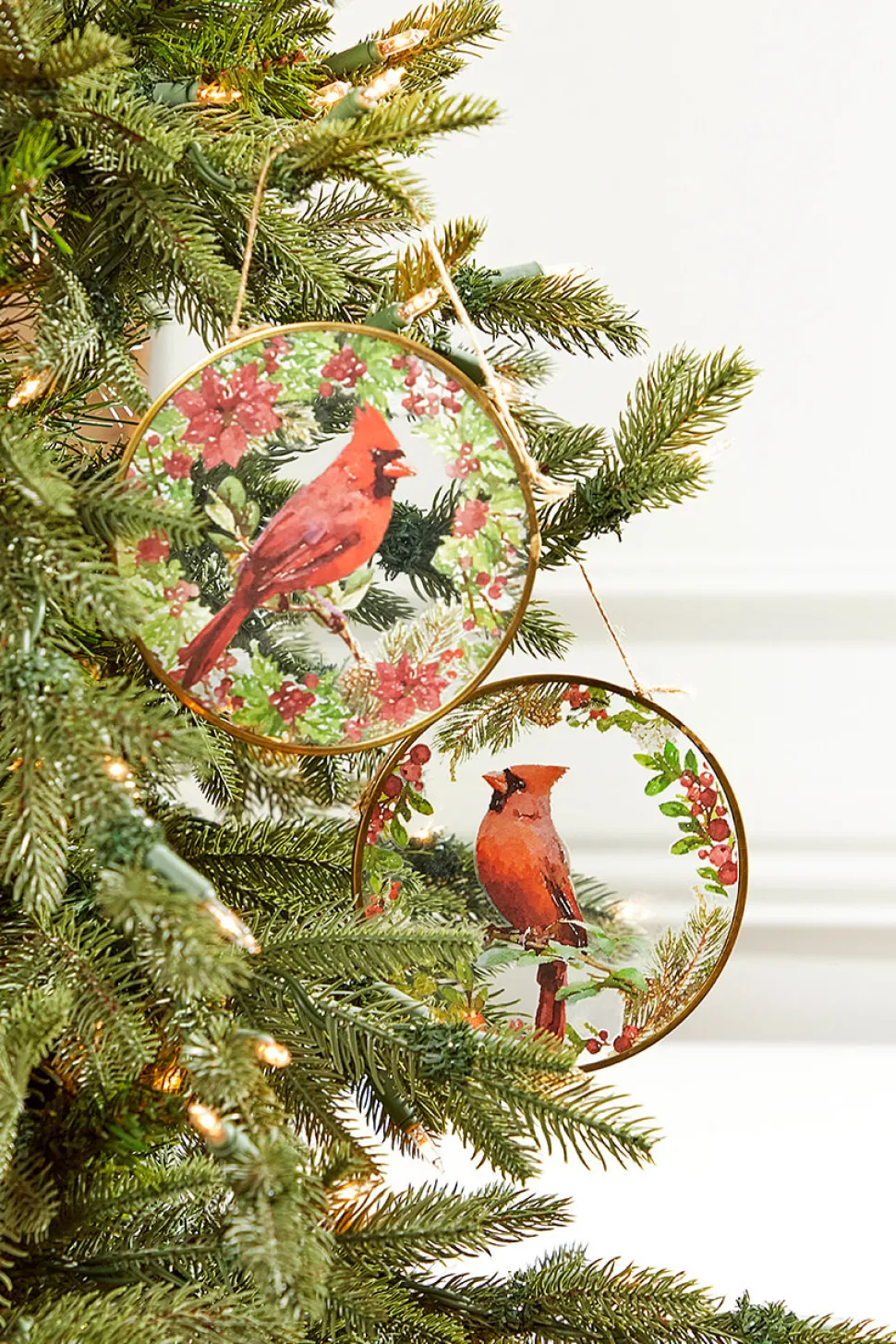 5" Glass Disc Cardinal Ornament