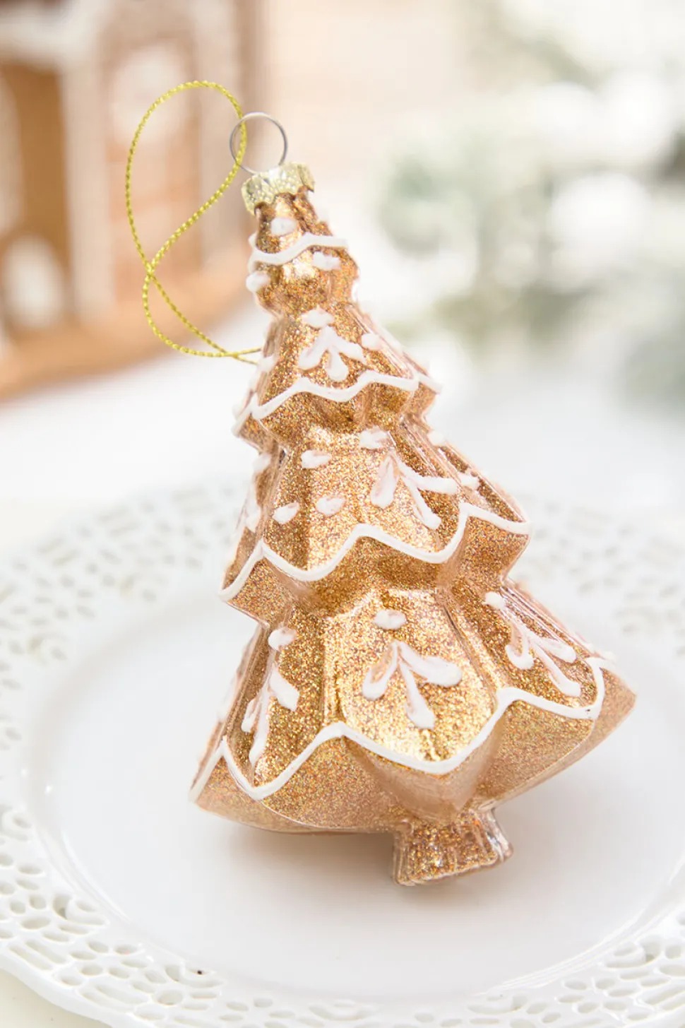5.5" Glass Gingerbread Cookie Tree Ornament