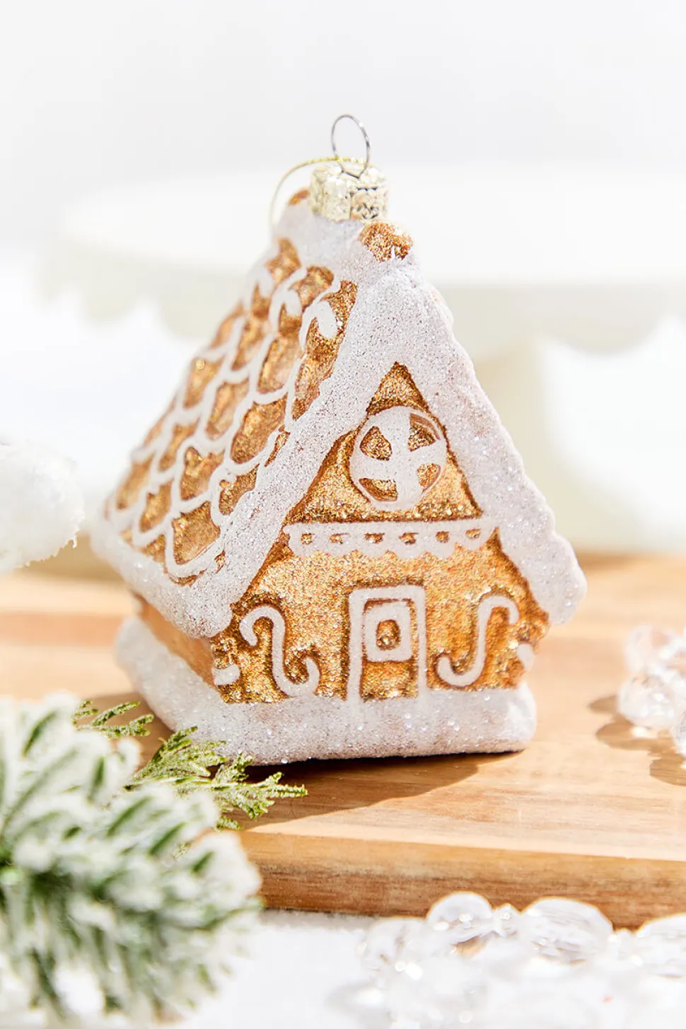 4.5" Glass Gingerbread House Ornament