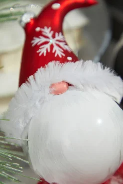 6” Glass Gnome Santa Head Ornament