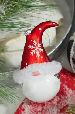 6” Glass Gnome Santa Head Ornament