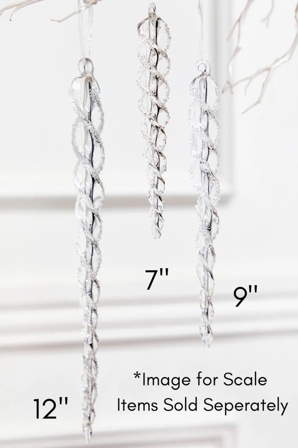 12" Glass Icicle Ornament - Large
