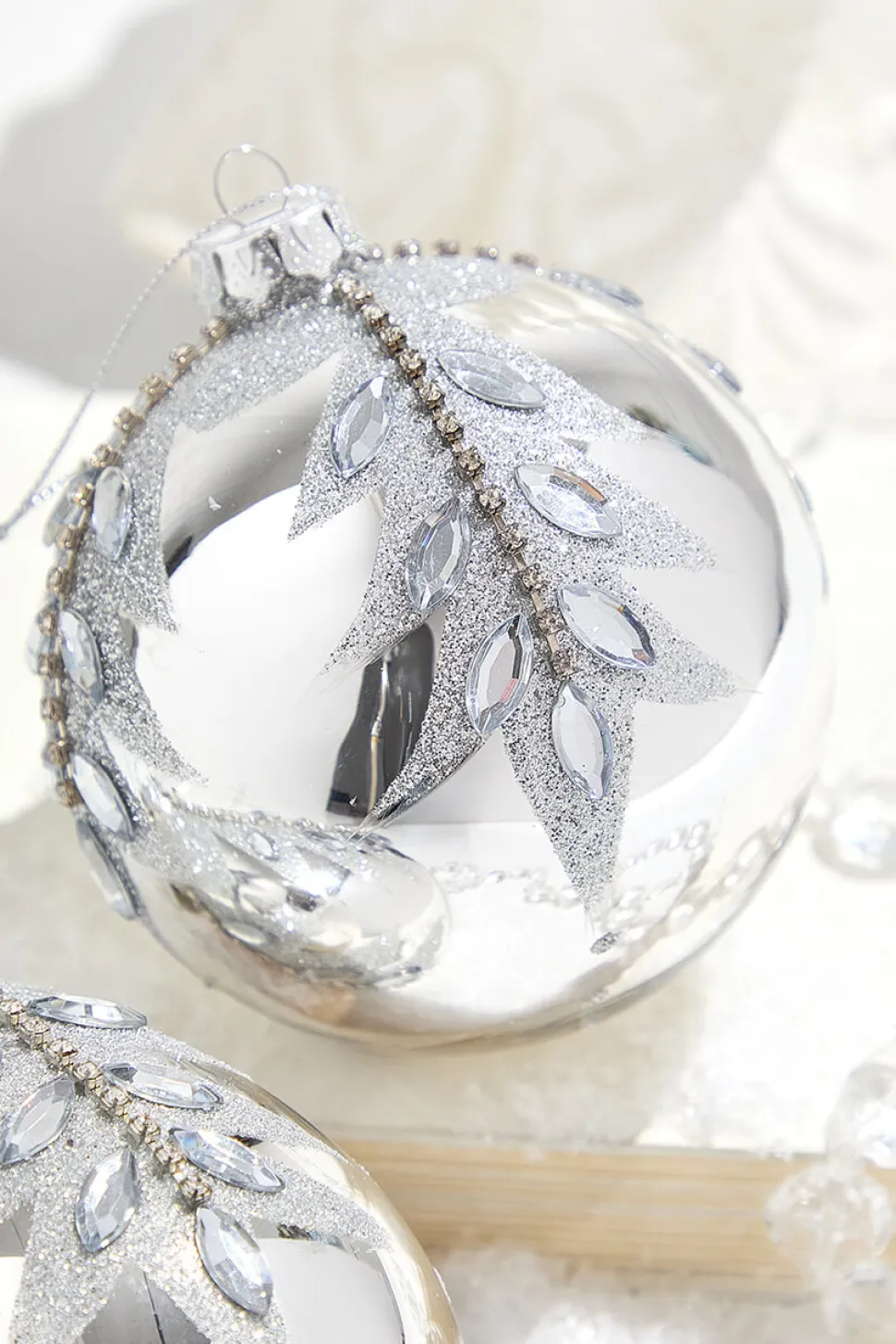 4" - 5.5" Glass Jewel Ball & Finial Ornament