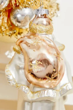 8" Glass La Vie Vintage Santa with Child Ornament