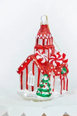 5" Glass Peppermint Church Ornament