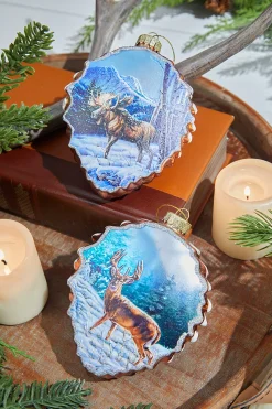 5" Glass Pinecone Ornament With Winter Scene