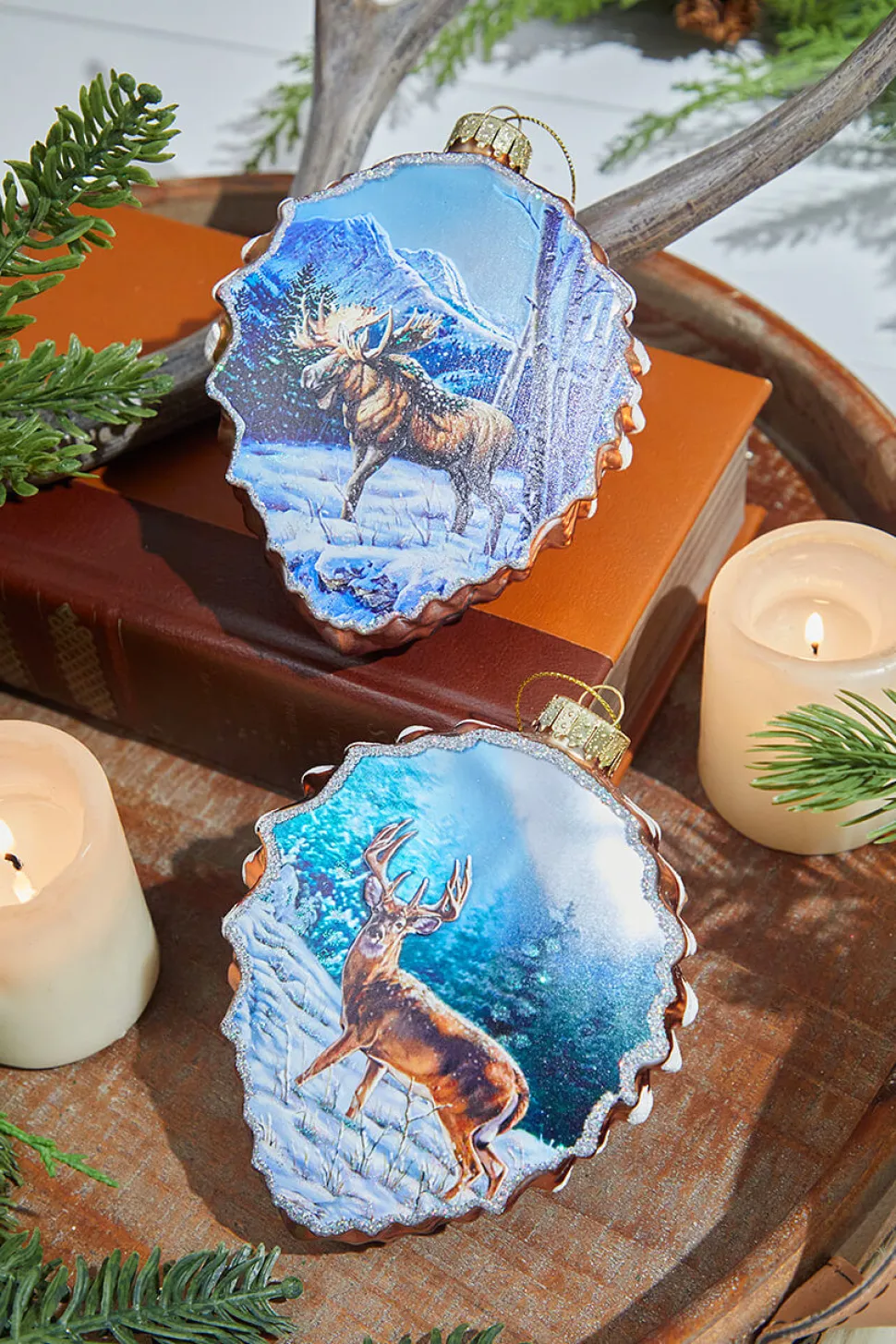 5" Glass Pinecone Ornament With Winter Scene