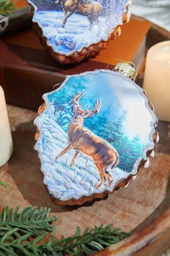 5" Glass Pinecone Ornament With Winter Scene