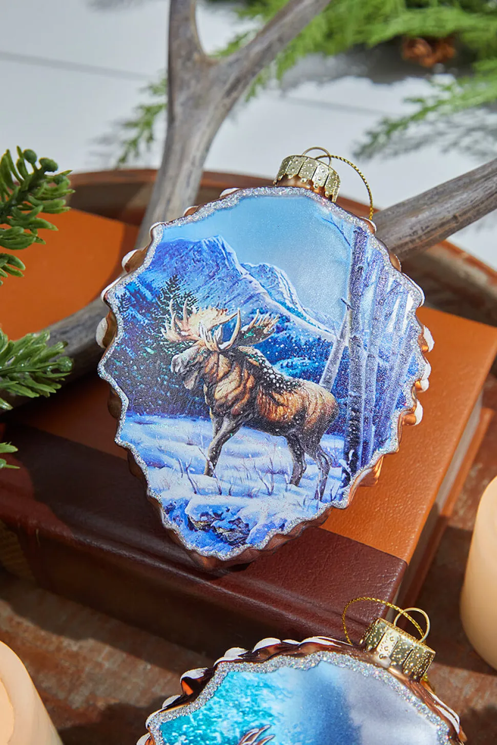 5" Glass Pinecone Ornament With Winter Scene