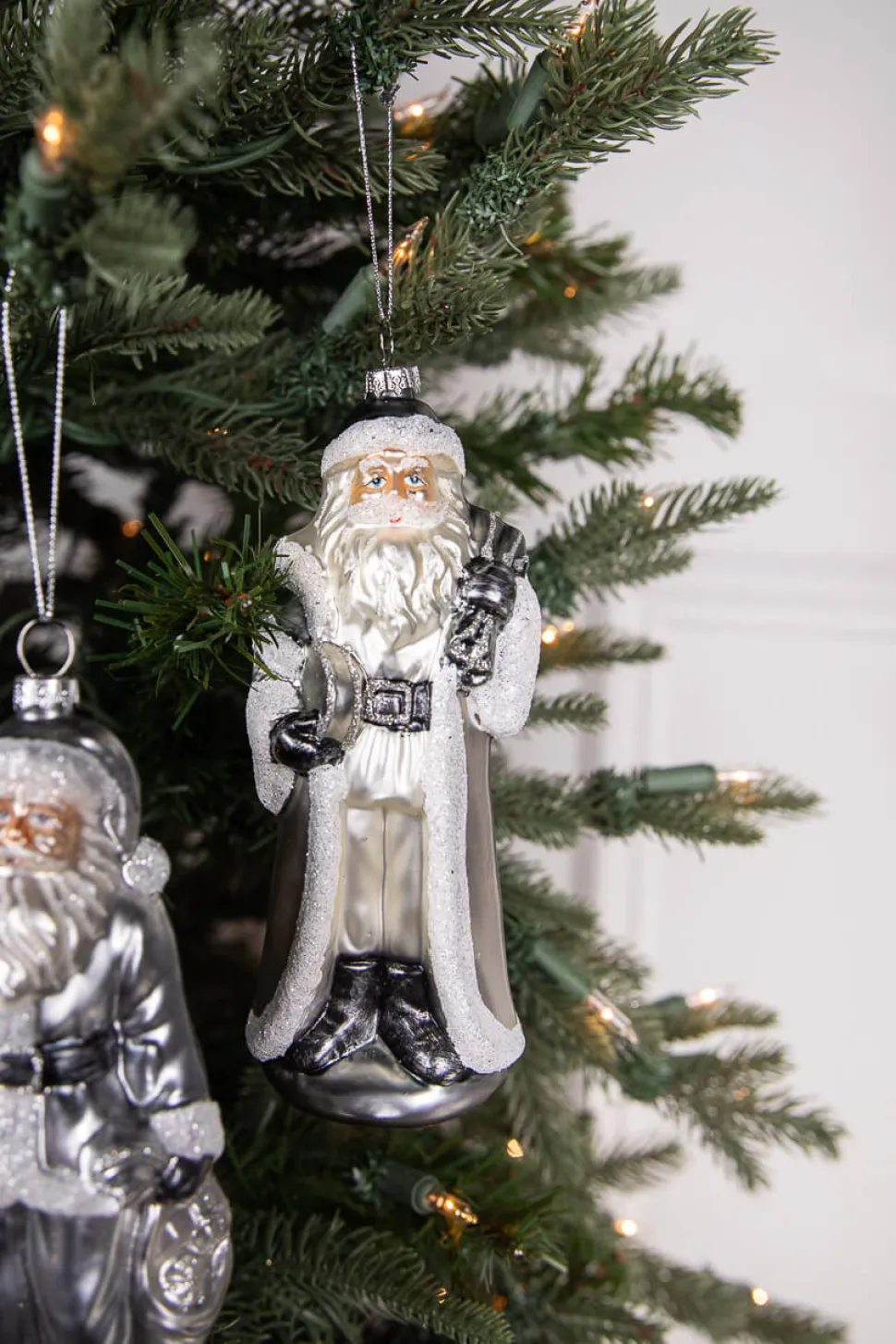 6.5" Glass Santa Ornament