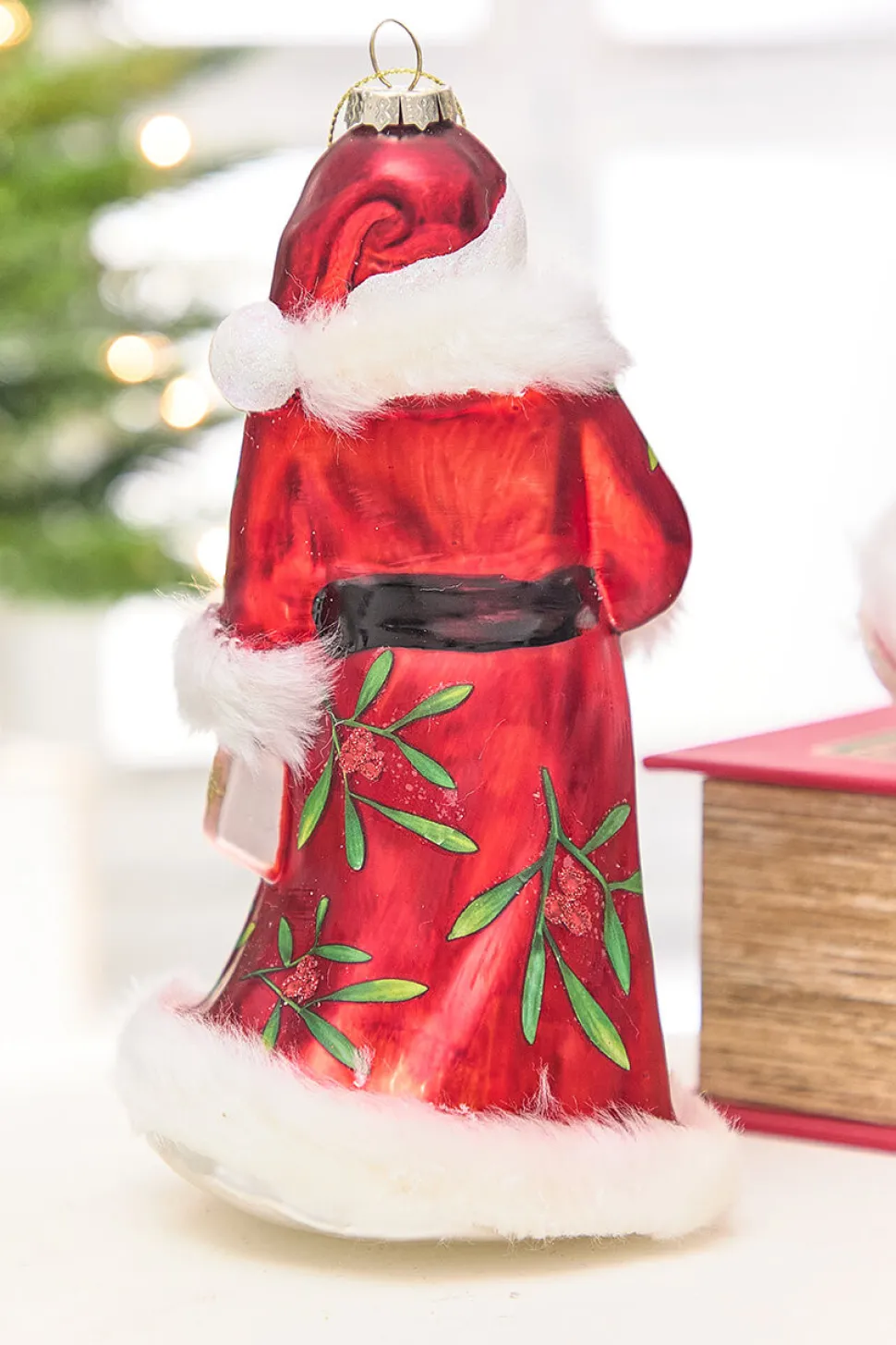 8" Glass Santa Ornament