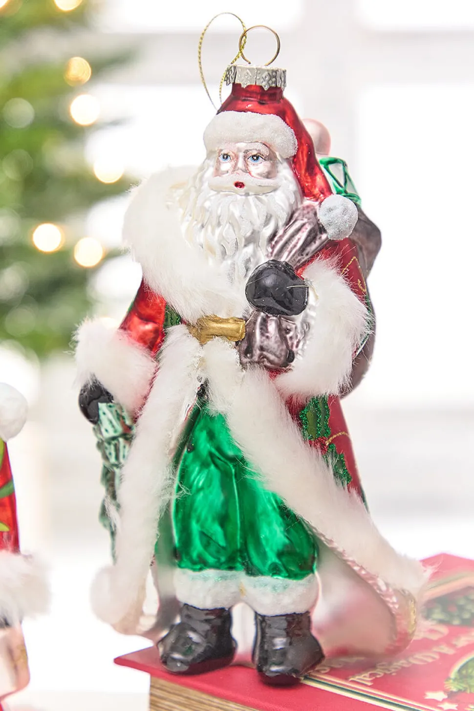 8" Glass Santa Ornament