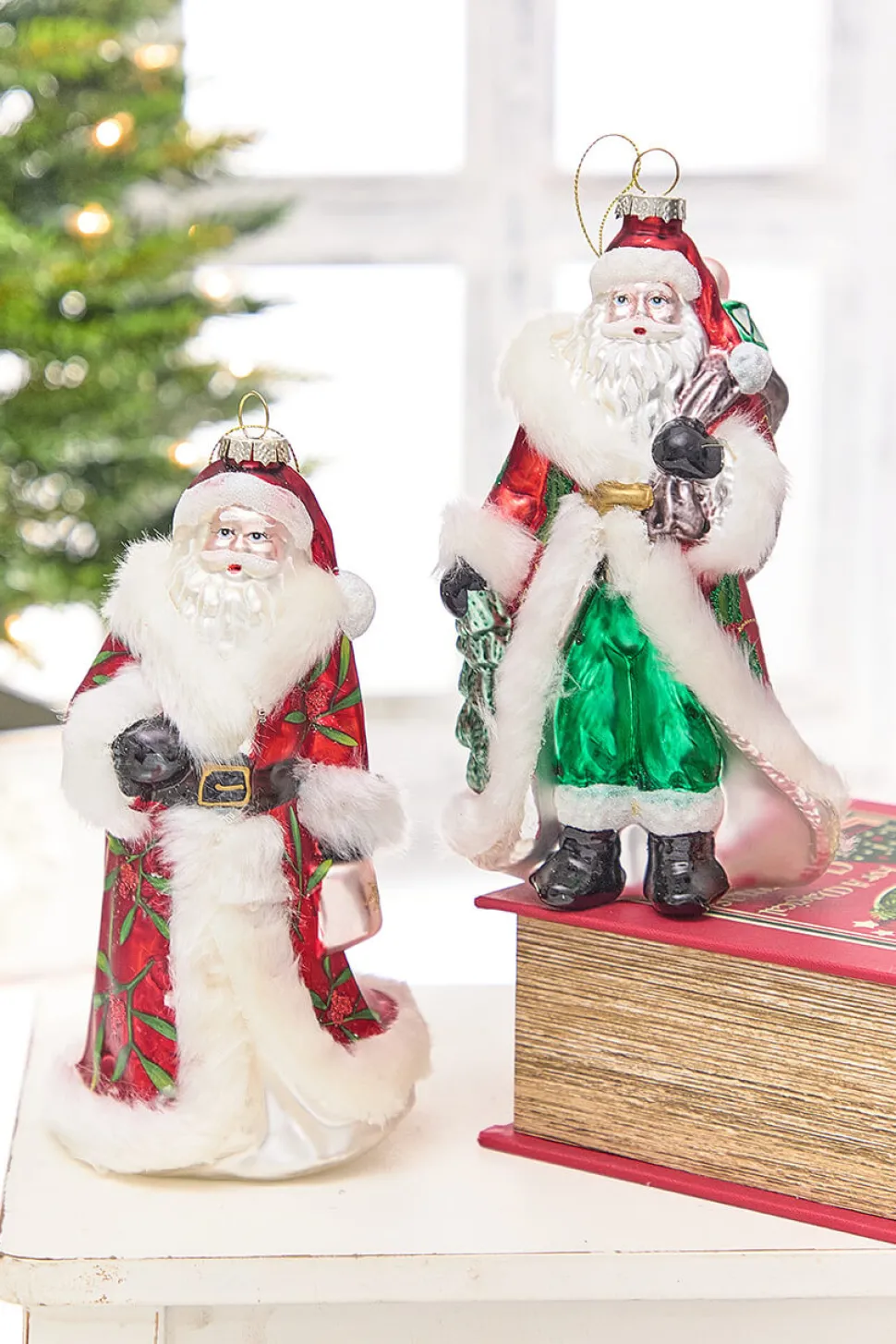 8" Glass Santa Ornament