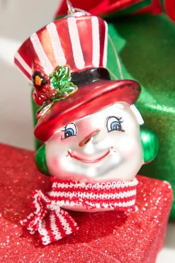 5.5" Glass Snowman Head Ornament