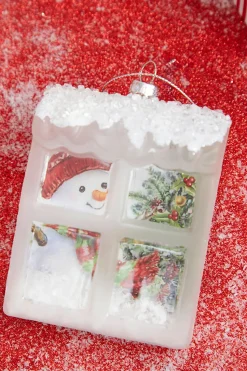 4.5” Glass Snowman in Window Ornament