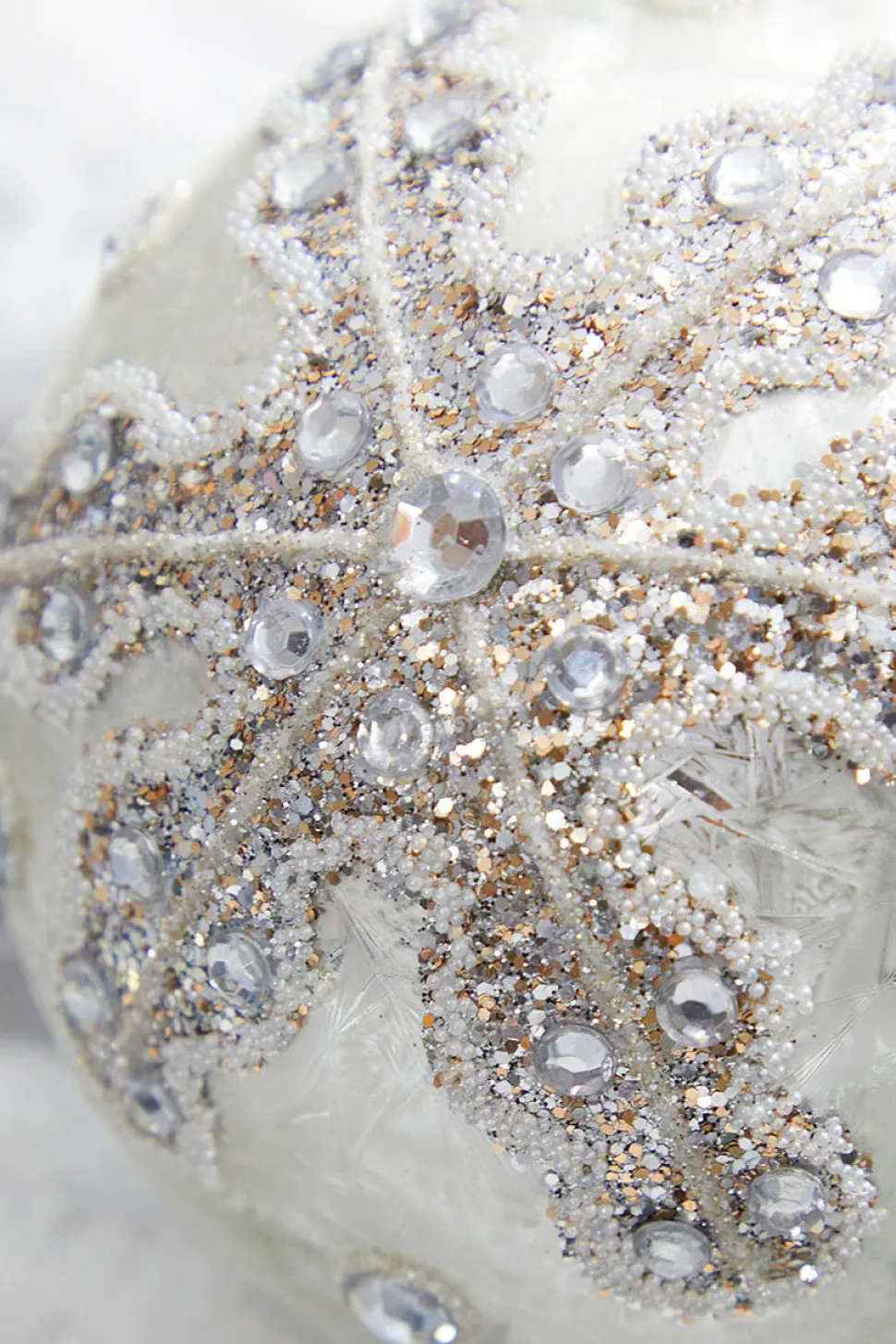 4" Glitter Ball/Finial Snowflake Ornament