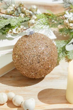 Glitter Ball Glass Ornament - Champagne Rose Gold