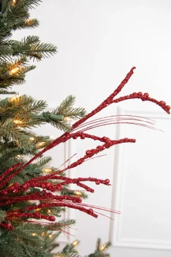 33” Glitter Berry Spray- Red