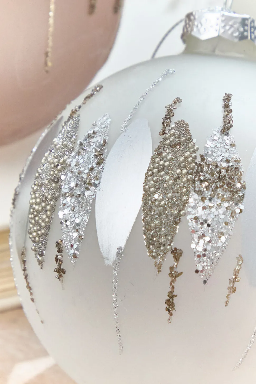 5" Glitter Cascade Glass Ball Ornament