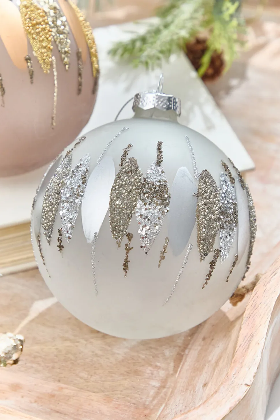 5" Glitter Cascade Glass Ball Ornament