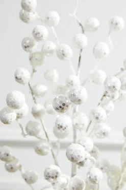 29” Glitter Crabapple Spray - White