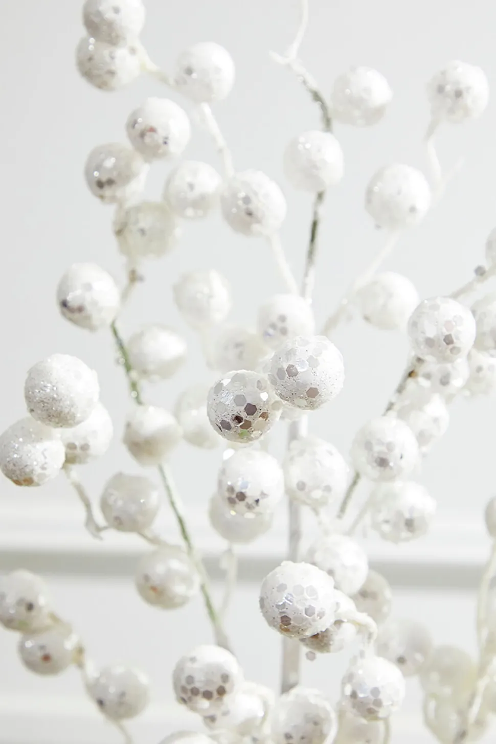 29” Glitter Crabapple Spray - White