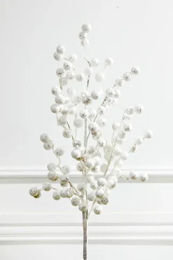 29” Glitter Crabapple Spray - White