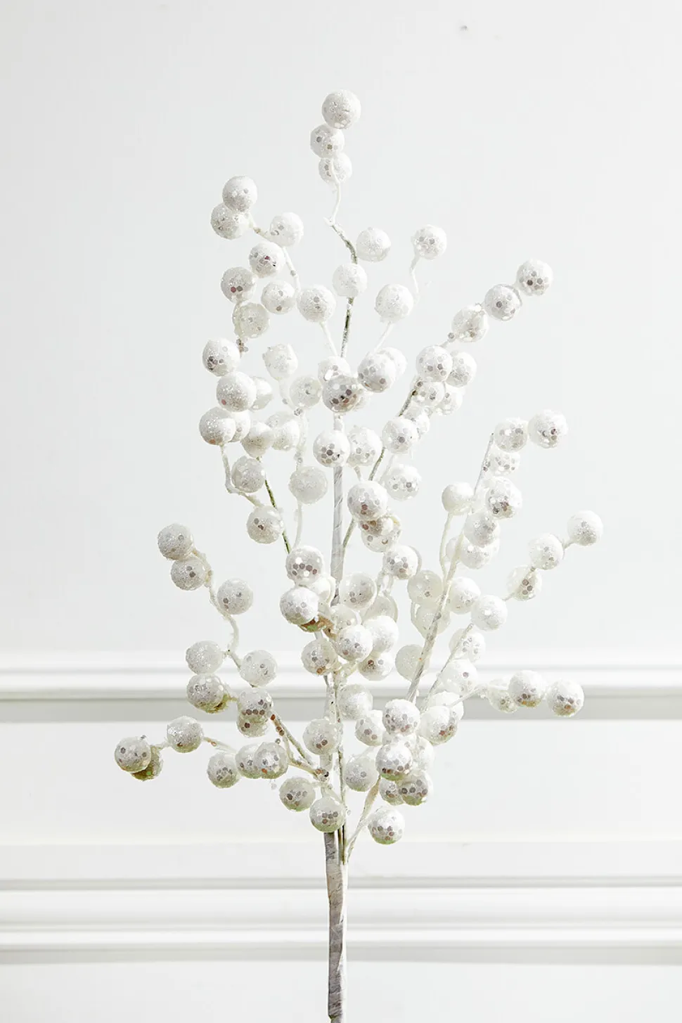 29” Glitter Crabapple Spray - White