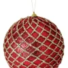 6” Glittered 2 Tone Net Ball Christmas Ornaments - Red/Gold